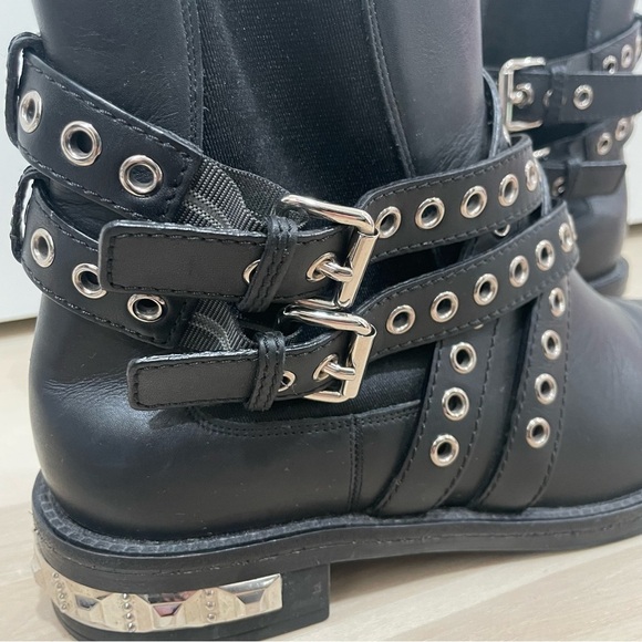 Miu Miu 5T652A Bisonte 2 Nero (Black) Women’s Biker Leather Boots Size 41 Buckle - Picture 2 of 16